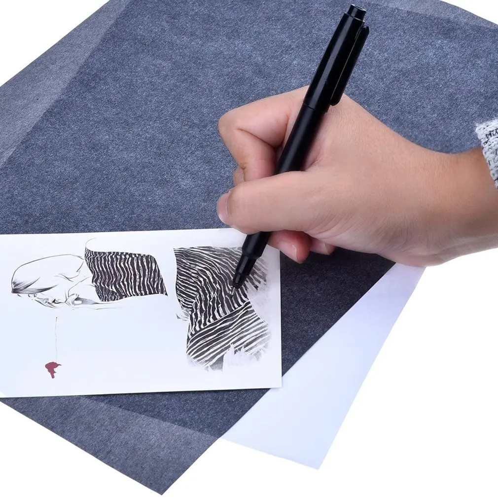 50pcs A4 Carbon Paper Black Legible Graphite Single Side Transfer Tracing Painting Reusable Art Surfaces Copy Paper For Wood