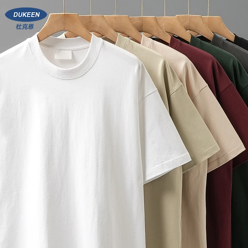 

DUKEEN 10.58Oz Heavyweight Men's Tshirts Summer 100% Cotton Shorts-Sleeve White Tops Solid Color Oversizes Tees for Men