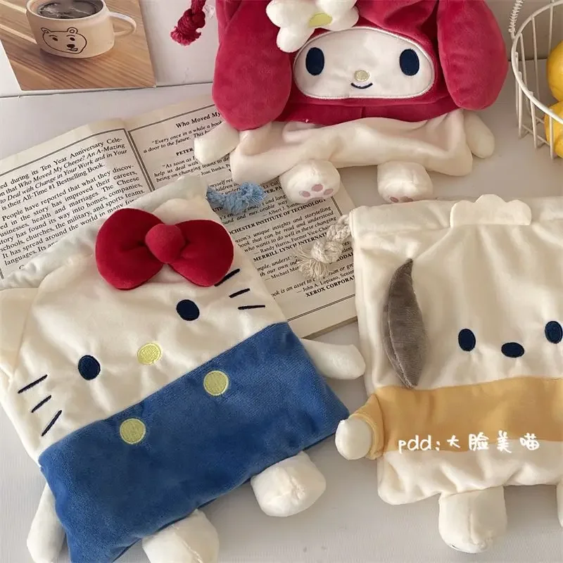 

Kuromi Melody для мальчиков и девочек, аниме kawaii, мультяшная сумка для хранения, мультяшная плюшевая большая карманная портативная косметичка для хранения закусок