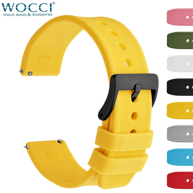 

WOCCI Watch Accessories Quality Silicone Watch Band 18mm 20mm 22mm 24mm Sport Watch Strap Casual Watchband for Men Women 8 Color