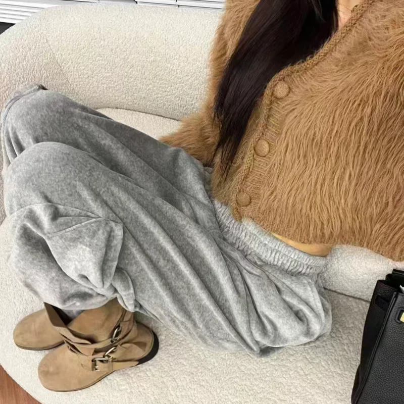 Pantaloni casual comodi a gamba larga da donna Autunno Inverno Nuovi pantaloni dimagranti Sle Chic con bootcut a vita alta Big Kets