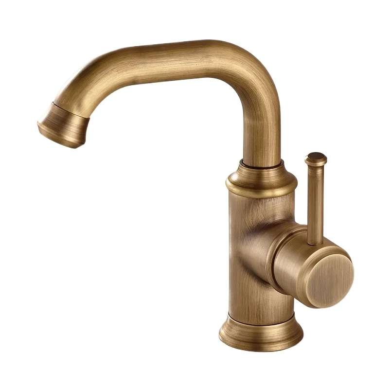 صنبور ريترو من النحاس بالكامل، صنبور حوض الحمام، طاولة الغسيل، صنبور ساخن وبارد #1