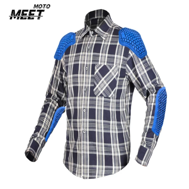 Men Retro Plaid Motorcycle Riding Jacket, 4‑Season Casual Biker Coat, Impact‑Protective Motorbike Outerwear for Daily Commute