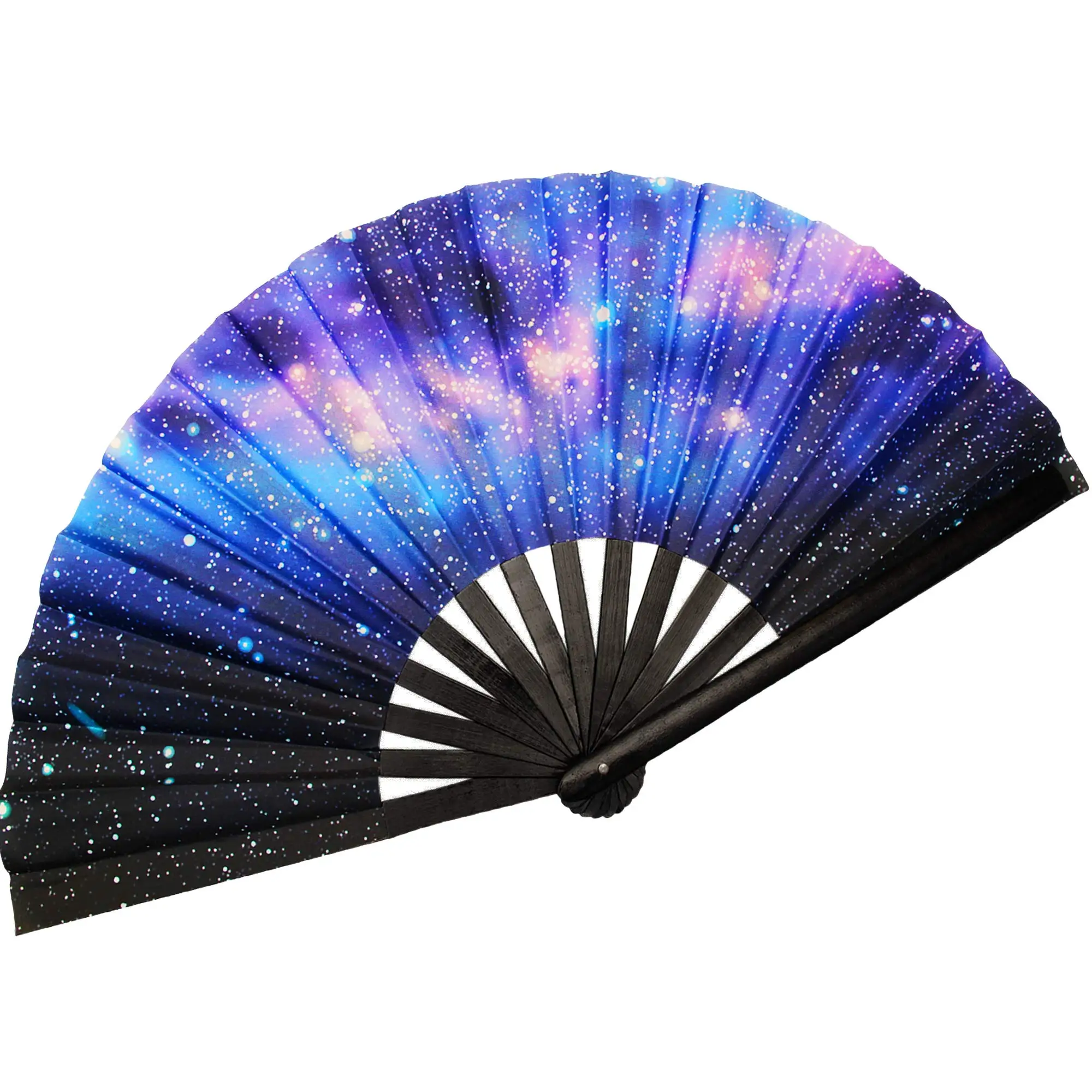 Universe Galaxy Outer Space Folding Fan for Raves Halloween Burlesque Handheld Folding Fans Women Festival Accessories Hand Fan