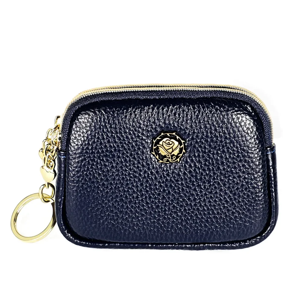 Simple Genuine Leather Women Coin Purse Double Zipper Small Purse Wallet Mini Purses
