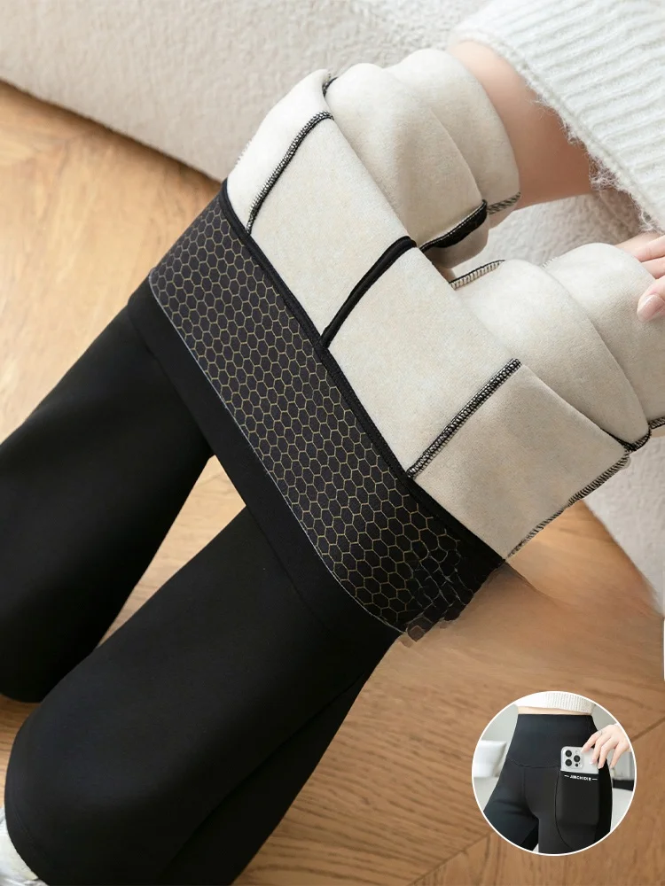 Thiened Fce Calças de Yoga Cintura Alta Leggings Longos plus Size Calças Quentes de Inverno Bla Bell Bot Efeito de Emagrecimento