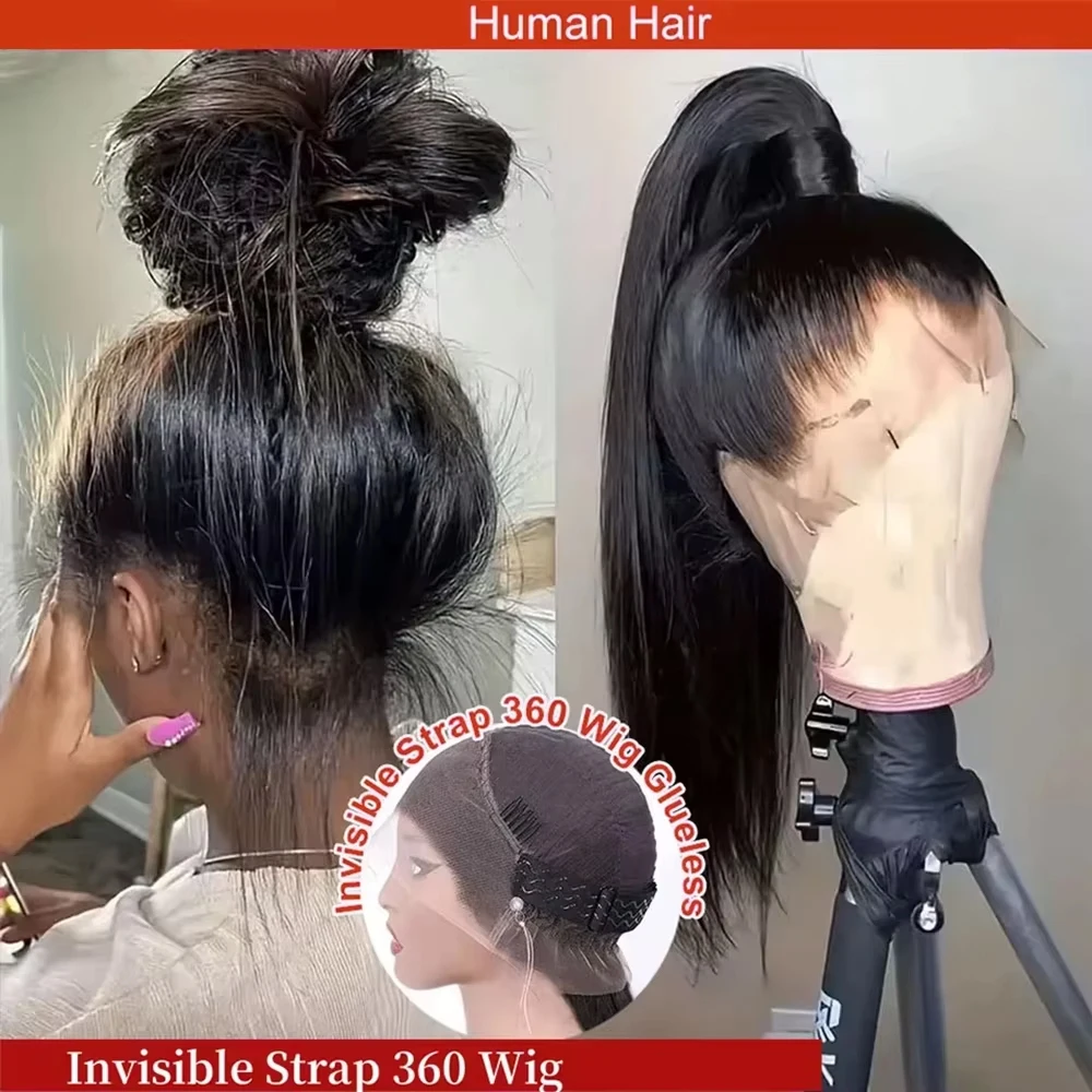 40 42 44 pulgadas HD 360 peluca con malla Frontal completa cabello humano 200% hueso recto Hd encaje Frontal 100% pelucas de cabello humano 13x6 para mujeres negras