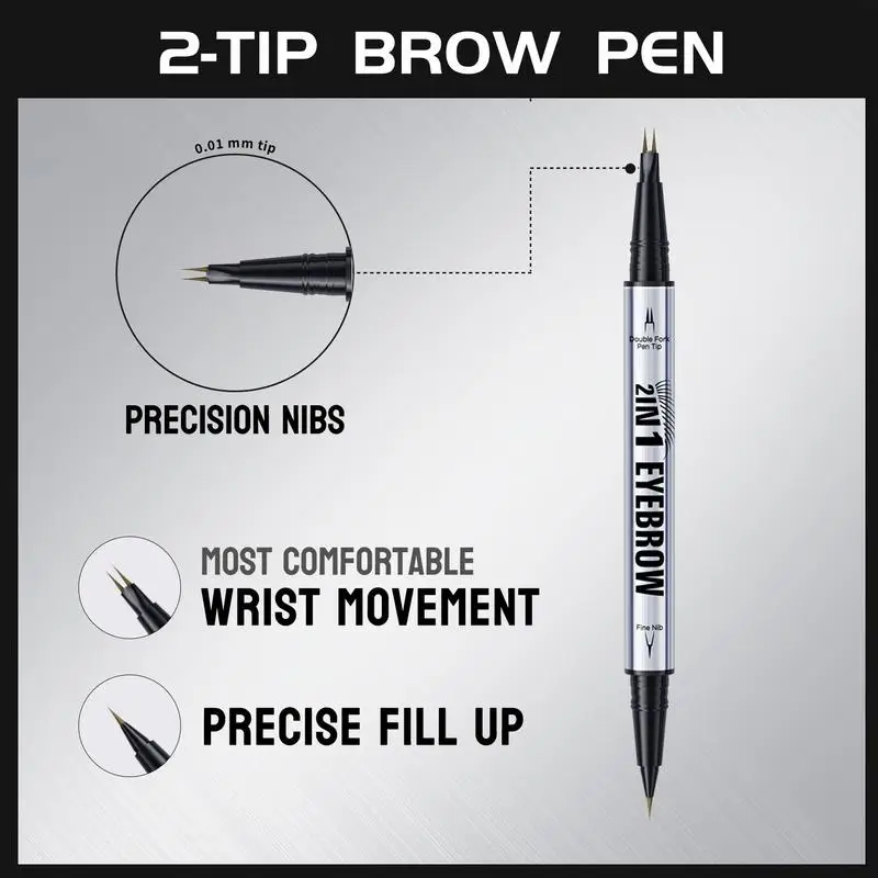 2-Ended Forked Tip Eyebrow Pencil Liquid Eye liner Smudge-Proof Ultra-fine Eyebrow Pencil Liquid Eyebrow Tattoo Pencil