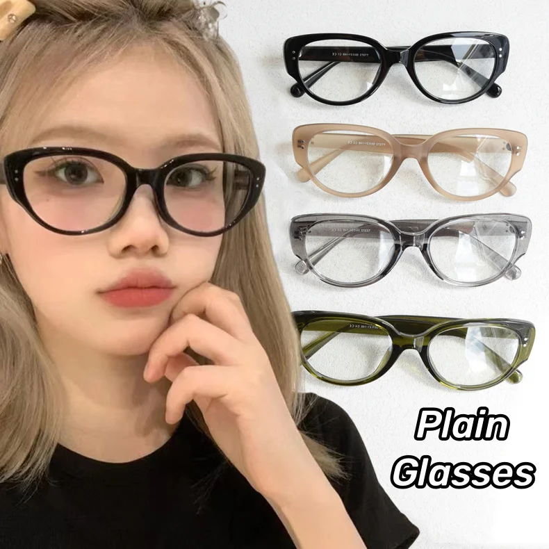 

2024 Finished Ladies Plain Glasses Fashion Transparent Cat Eye Optical Eyewear Unisex Spectacle Minus Anti Blue Light Glasees