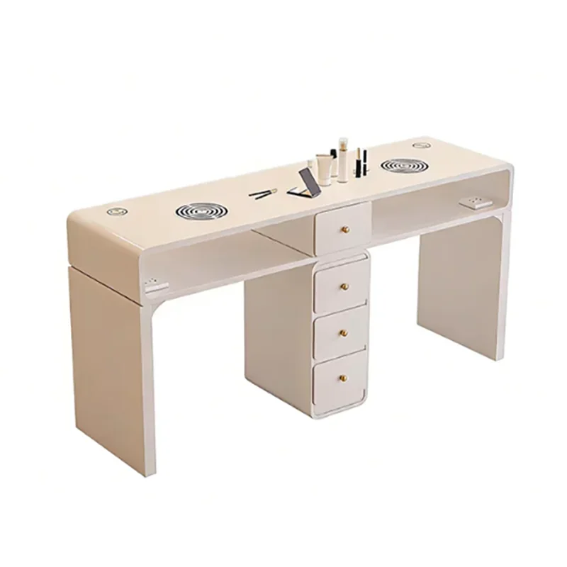 Marble Top Luxury Nail Table With Drawers French Nordic Design Nail Desk With Vent Premium Table De Manucure Saloon Furniture