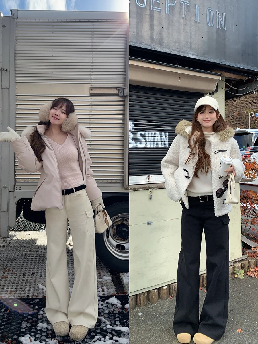 

Mrs. Luo's Milk Velvet West Pants Lightweight Workwear Micro Flare Sle Semi Permanent Casual Trousers for Women