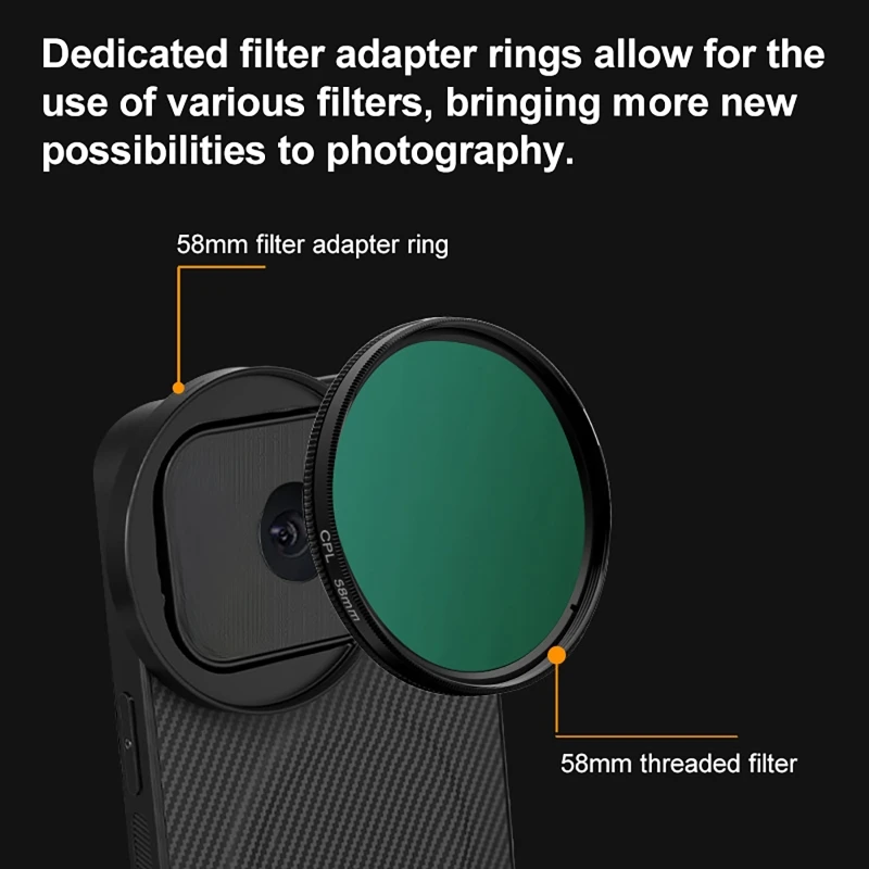 4 in 1 Lens 58mm Mobile Phone Filter Kit CPL ND UV Star with Magnetic Phone Case for iPhone 17 Pro/Pro Max Photography