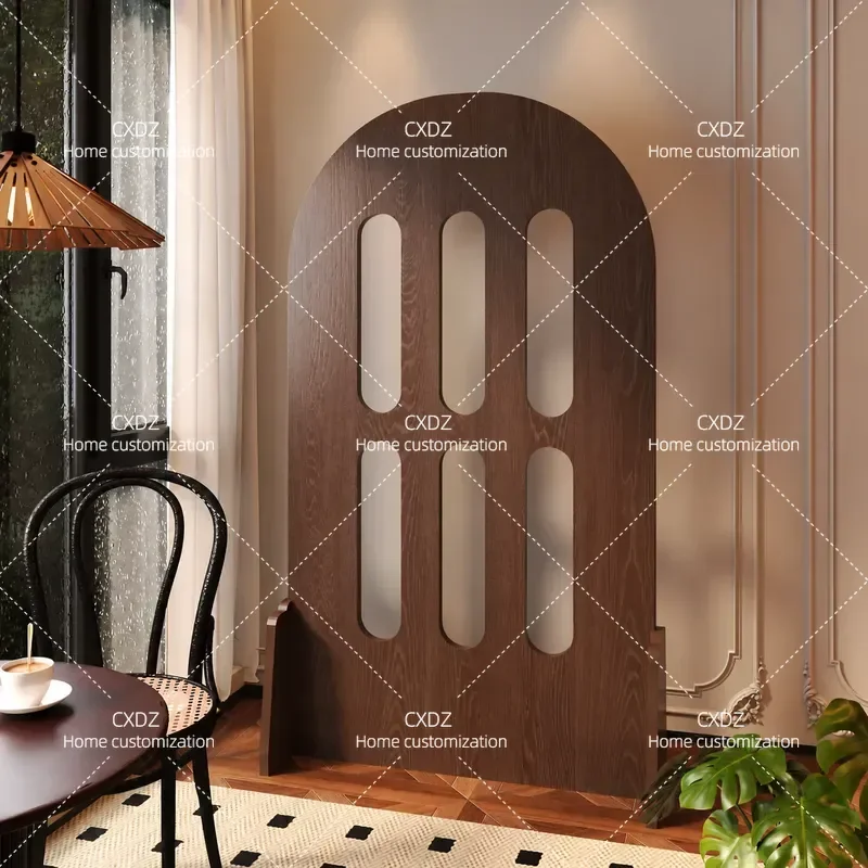 Modern Simple Foldable Mobile Room Divider Screen with Medieval Round Hollow Pattern Customizable Partition for Home