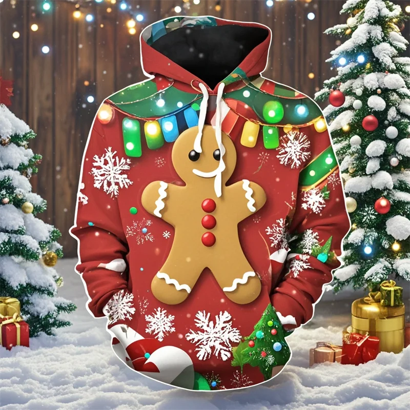 Gingerbread Merry Christmas 3D Printing New In Hoodies & Sweatshirts Christmas Trees Ugly Christmas Sweatshirts Funny Pullovers