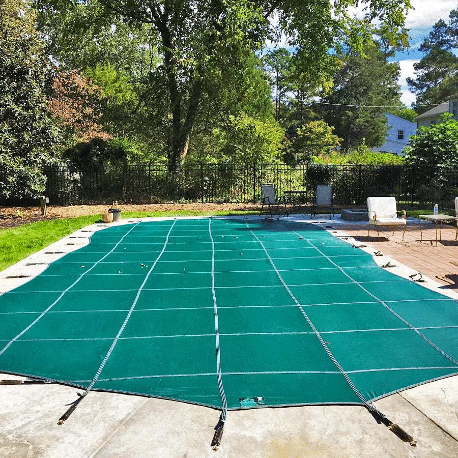 Cubierta de seguridad para piscina casera sólida de alta calidad, cubiertas y carretes de piscina premium de malla PP verde