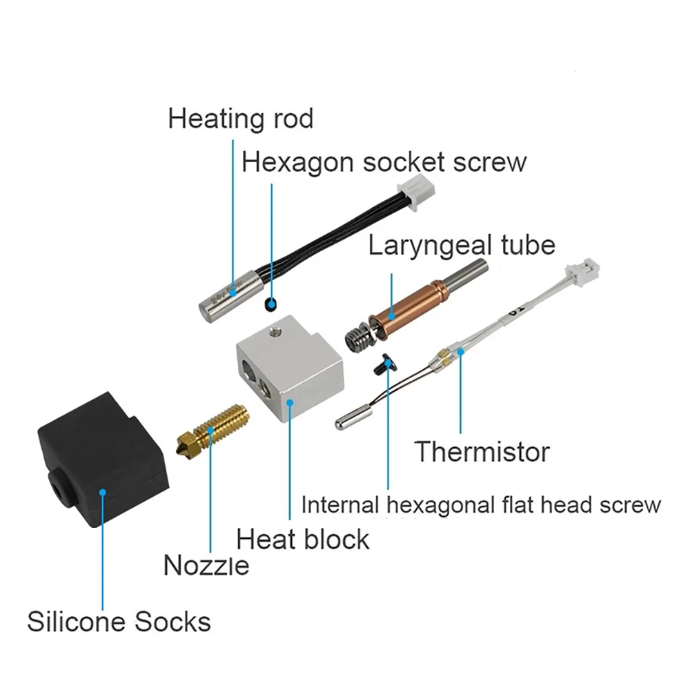 Hotend bocal para Anycubic Kobra 3, termistor, tubo de aquecimento, 24V, 50W, bloco do calefator, combinação, peças sobresselentes, acessórios