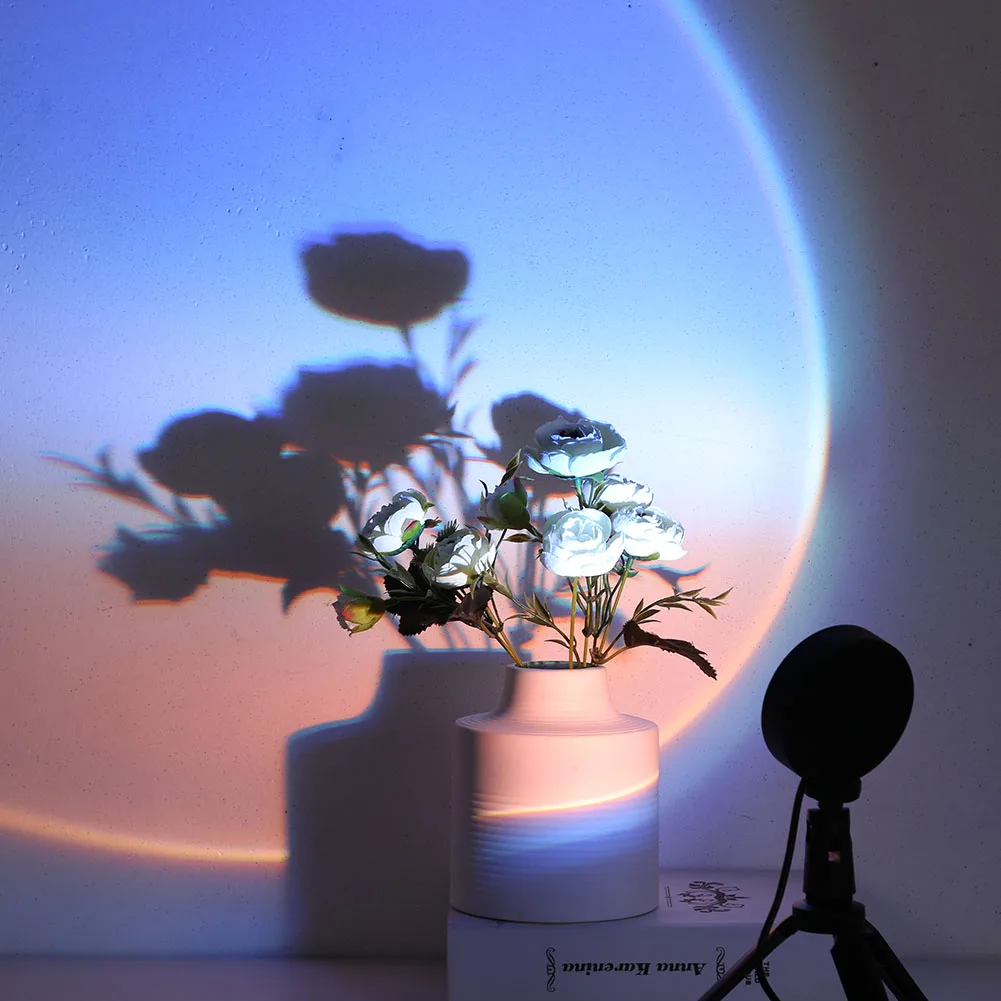Usb pôr do sol projeção luz noturna amanhecer costa praia iluminação lâmpada de preenchimento com tripé atmosfera luz para bar loja quarto parede
