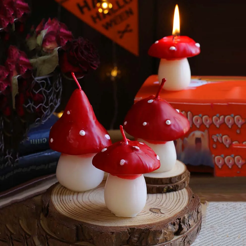 Halloween Mushroom Aromatic Candles for Room Decoration Pumpkin Spice Autumn Candle for Thanksgiving Day