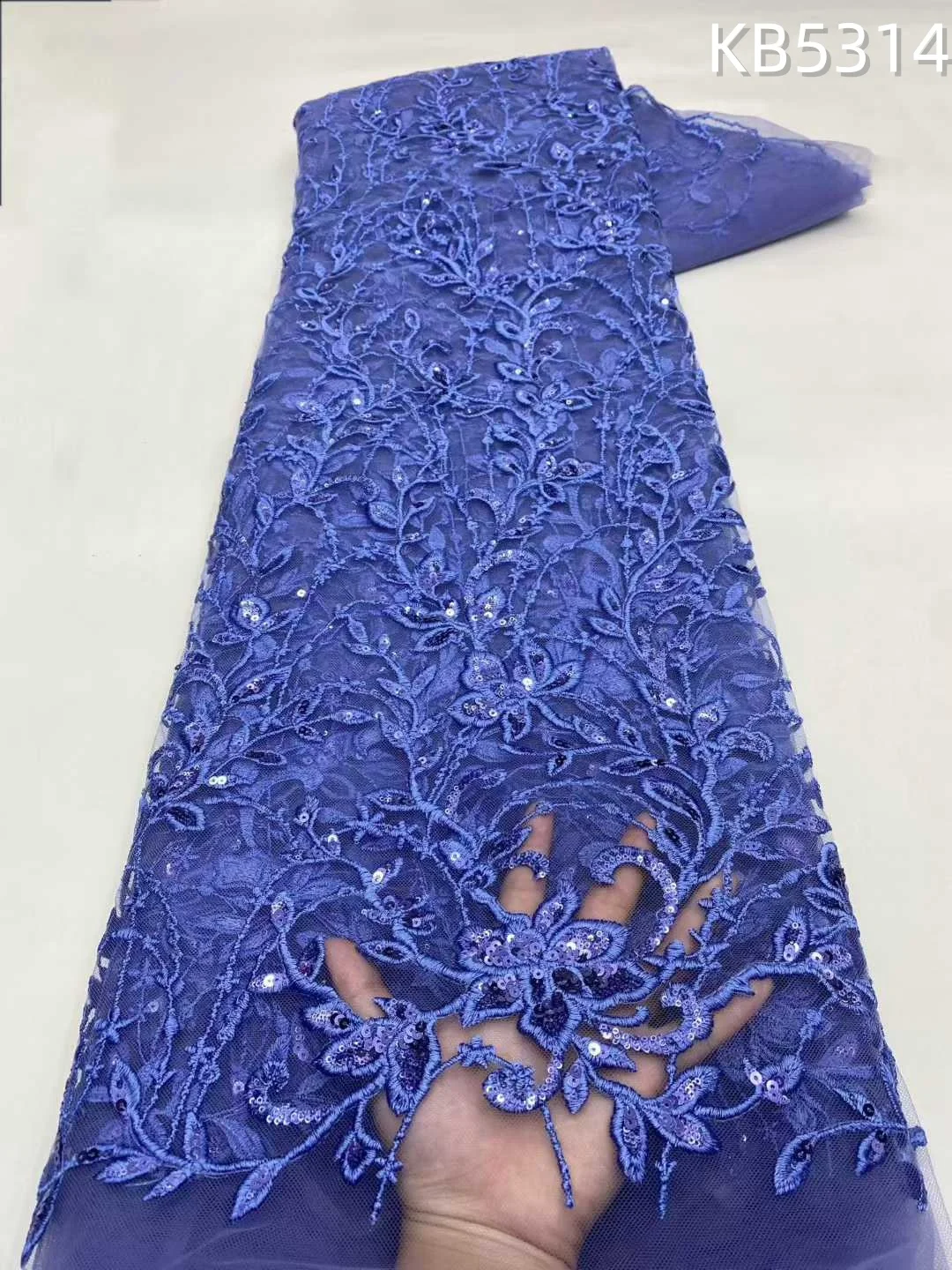 

Luxury African Fabric 5 Yards Sequins Embroidery French Tulle Lace Fabric Gold Beaded French Mesh Lace For Dresses Sewing KB5316