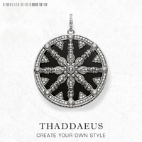 Pendant Black Crystal Wheel Brand New Karma Jewelry Trendy Europe 925 Sterling Silver Gift For Women Men