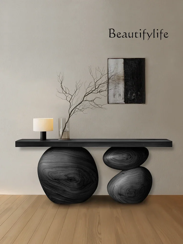 XB Solid Wood Entrance Table Artistic Sense Designer Entrance Entrance Platform Against The Wall End View Table Side Table