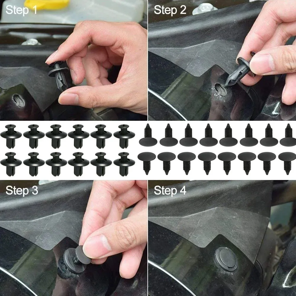 KKJOY 190-teiliges Auto-Befestigungsclip-Set in 6 Größen – Kunststoff-Befestigungskit für Auto-Verkleidungen, Stoßstangen und Karosseriereparaturwerkzeuge – Detail 4