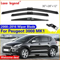 Para Peugeot 3008 MK1 2008-2016 30 ""+ 28"" + 12 ""escobillas de limpiaparabrisas delanteras y traseras accesorios cortadores 2010 2011 2012 2013 2014 2015 2016