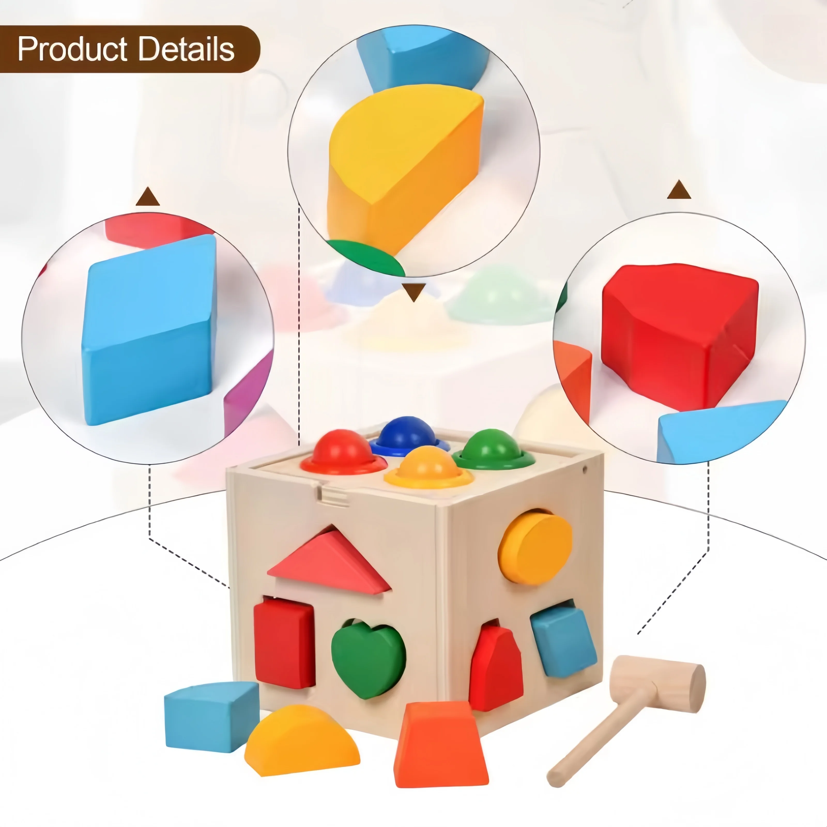 Montessori Intelligence Matching Box Geometric Shapes 3D Puzzle Early Education Three-Dimensional Wooden Paired Building Block