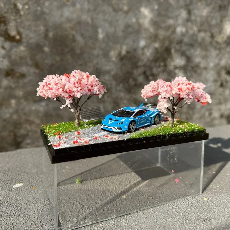 1:64 Sakura Complete Series Car Model Scene Acrylic Display Box Desktop Display Decorative Figure Model Collectible Toy Gift