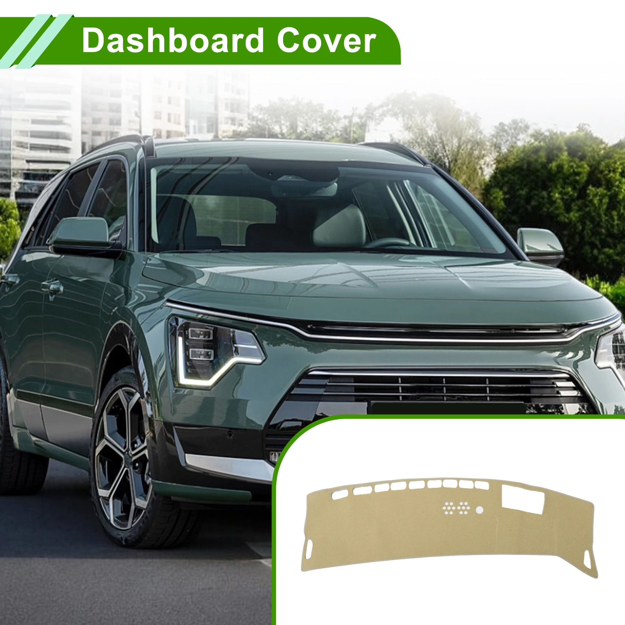 UXCELL Dashboard Cover for Kia Niro(EV/PHEV/HEV)2023-2025 with Hud Polyester Beige 1 Pc