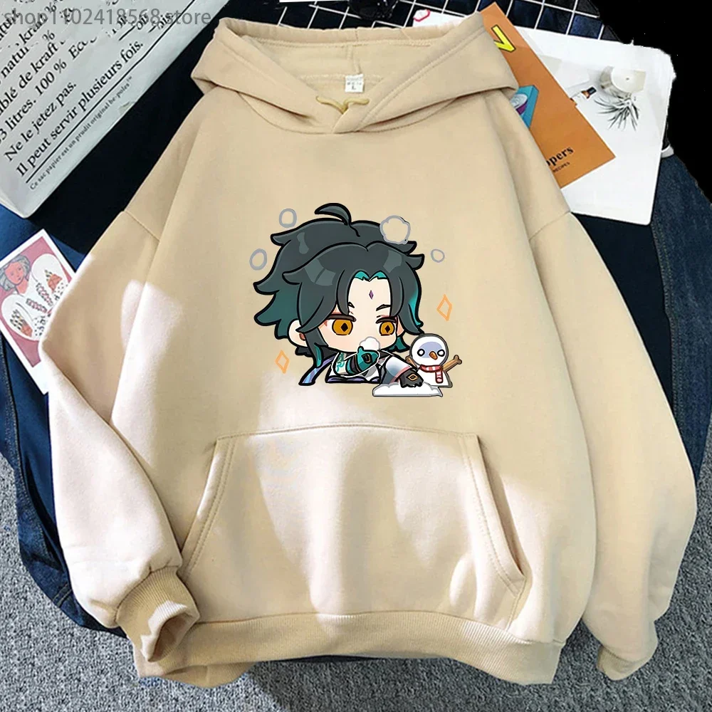 

Xiao with Chibi Snowman Hoodies Genshin Impact Streetwear Men Game Cartoon Printed Swearshirt Harajuku Pullover Fleece Sudaderas
