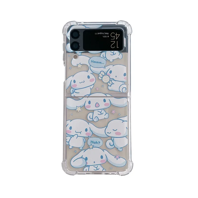 เคสซิลิโคนลายการ์ตูน Hello Kitty สำหรับ Samsung Z Flip5 4ฝาหลังกันกระแทกเหมาะสำหรับ Samsung Galaxy Z เคสนิ่มแบบใส3