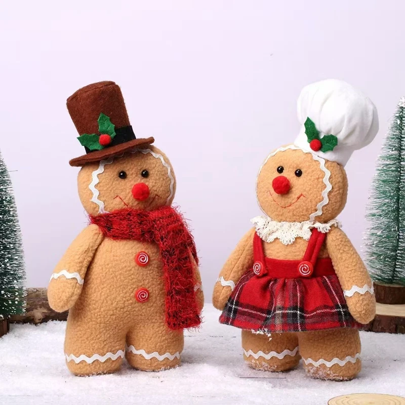 

30cm New Christmas Decoration Gingerbread Man Plush Toy Scarf Dress Give Your Child a Birthday and Christmas Gift in Advance