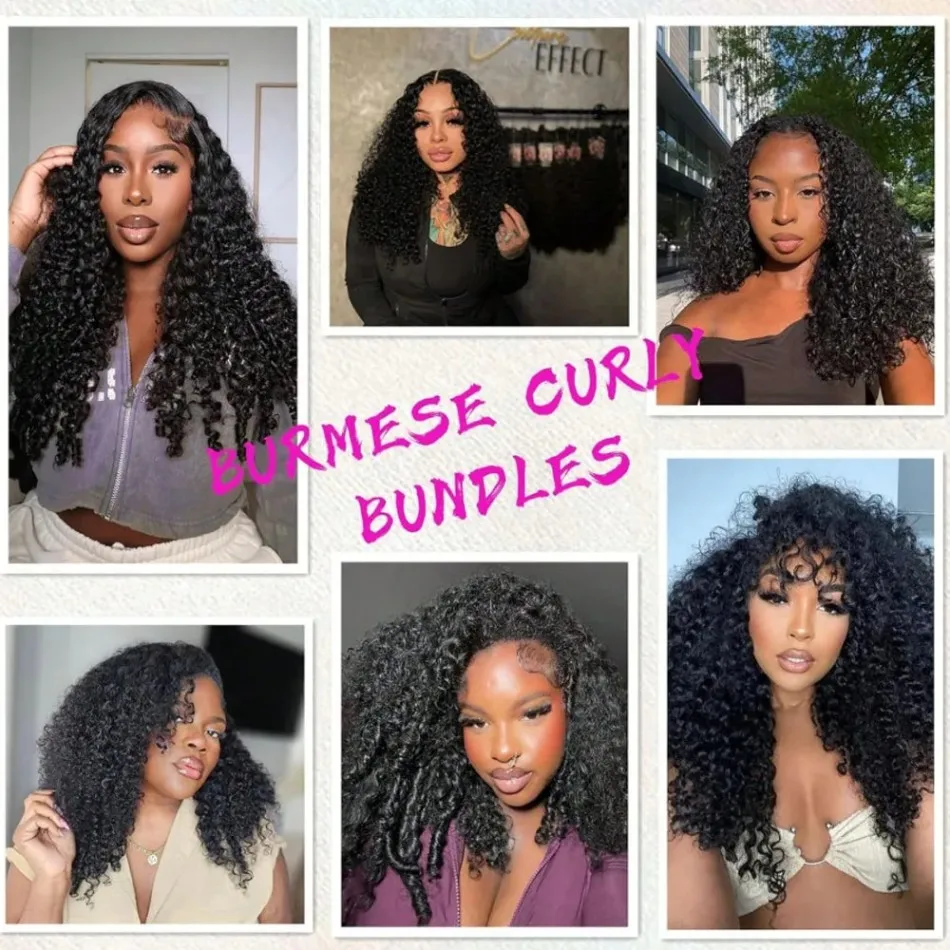 12A Burmese Curly Human Hair Bundles Water Wave Bundles Virgin Weave Human Hair Extensions Curly Ends 1/3/4 Pcs Black 30 40 Inch image 6