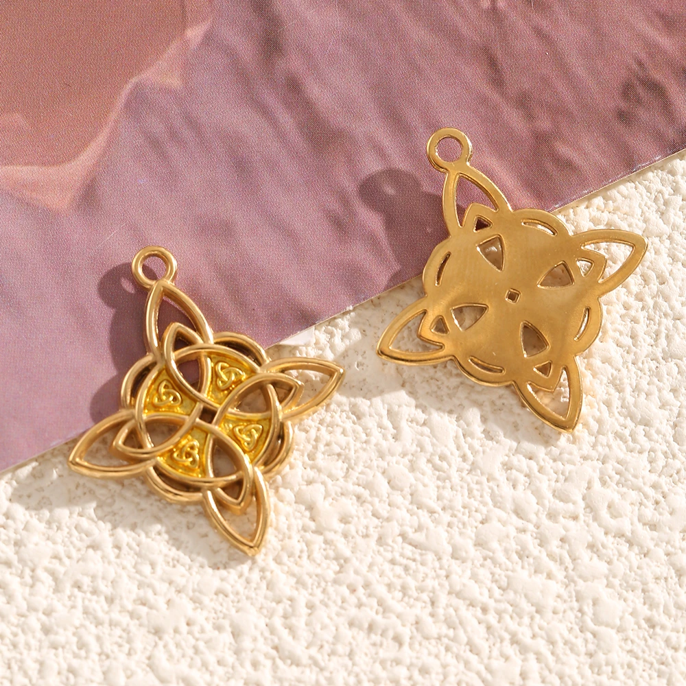 1-3PCS 금도금 켈틱 매듭 참 블랙 스톤 빈티지 기하학 펜던트 DIY 목걸이 귀걸이 쥬얼리 제작 도매