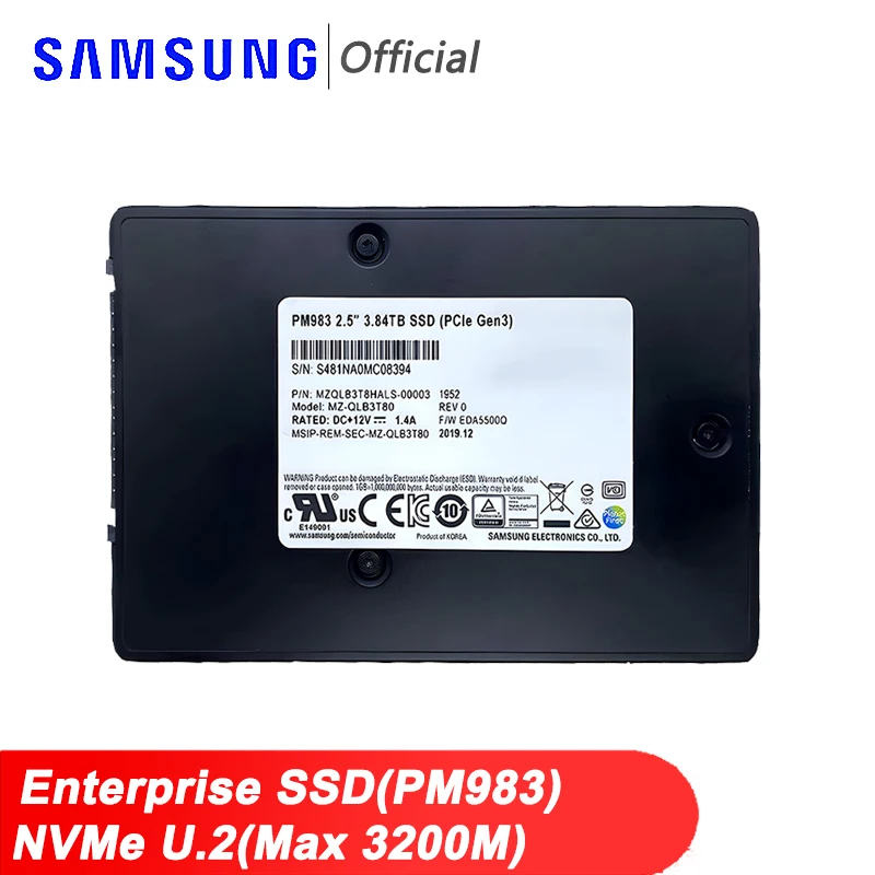 SAMSUNG PM983 NVMe U.2 Enterprise SSD 960GB 1.92TB 3.84TB 7.68TB Internal Solid State Disk Hard Disk HDD PCIe Gen3 x4 for Server