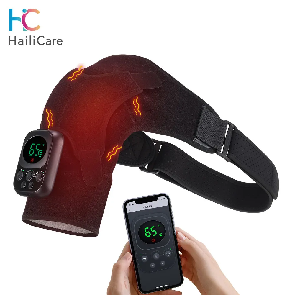 Electric Heating Shoulder Knee Massager Brace Joint Vibration Arthritis Pain Support Belt LED Detachable Controller With APP Use