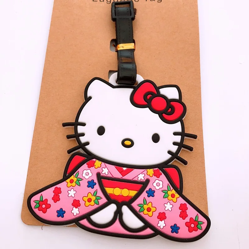 Anime Sanrio Cute Hello Kitty Luggage Tag Travel Accessories Doll Cartoon Model Pendant Portable Label Identification Kids Toys