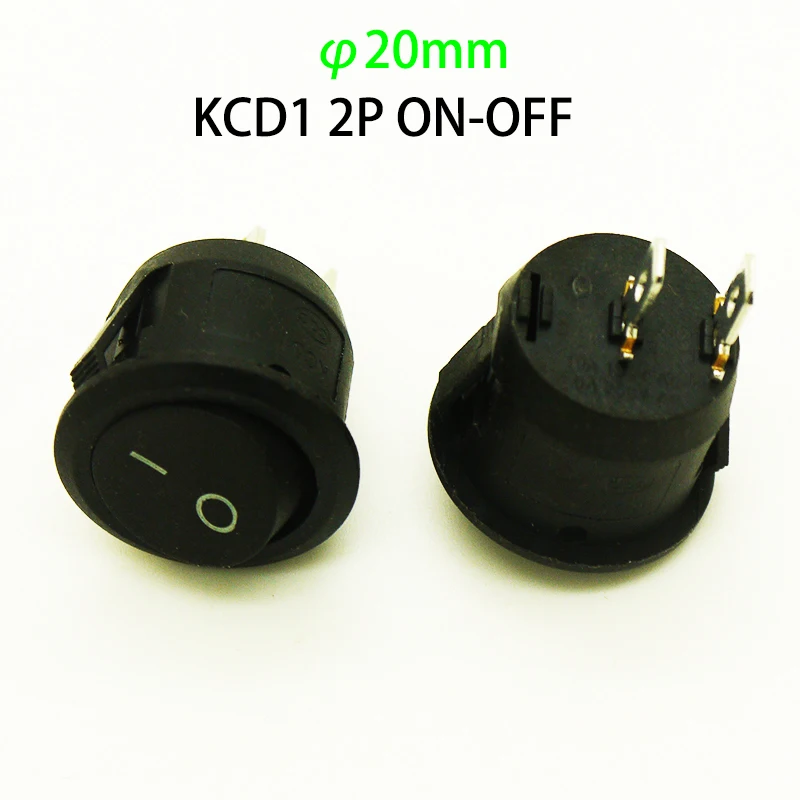 4PCS Dia.20mm Round Black Red 2Pin 3Pin 3A/250V 6A/125V Rocker Switch Seesaw Power Switch O- / ON-OFF