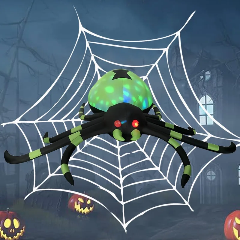 Halloween Outdoor Courtyard Horror Decoration Prop Rotating Lamp Spider Inflatable Gas Mold Outdoor Holiday Decoration Ornaments