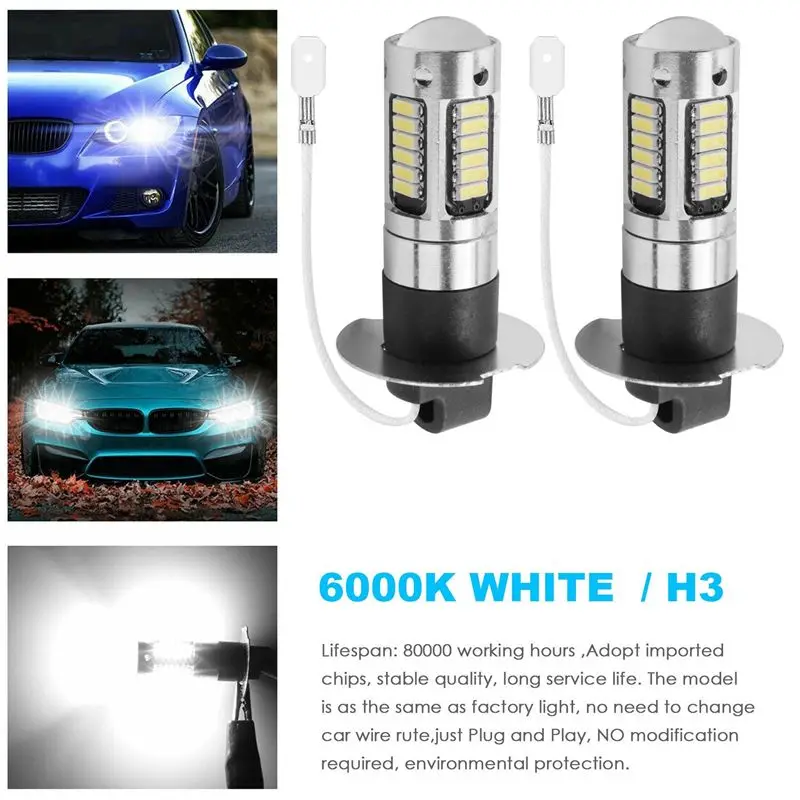 Authentic 10Pcs H3 Super Bright LED Fog Driving DRL Light Bulbs Kit 6000K White