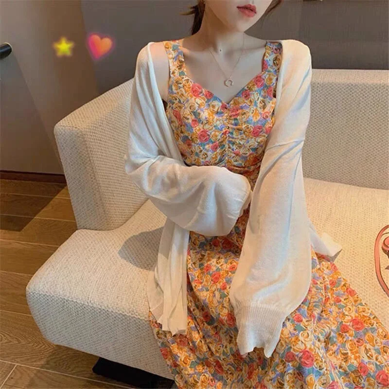 Cardigan Women White Sunscreen Summer Tops New Chic Pink Loose Korean Fashion All-match Streetwear Cute Sweet Knit Long Style