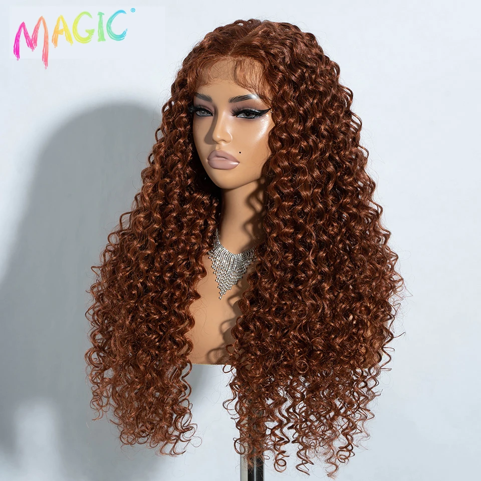 Magic Synthetic Lace Front Wig Baby Hair Red Wig Long Curly Wig 30 Inch Ombre Blonde Ginger Lace Wigs For Black Women Wigs