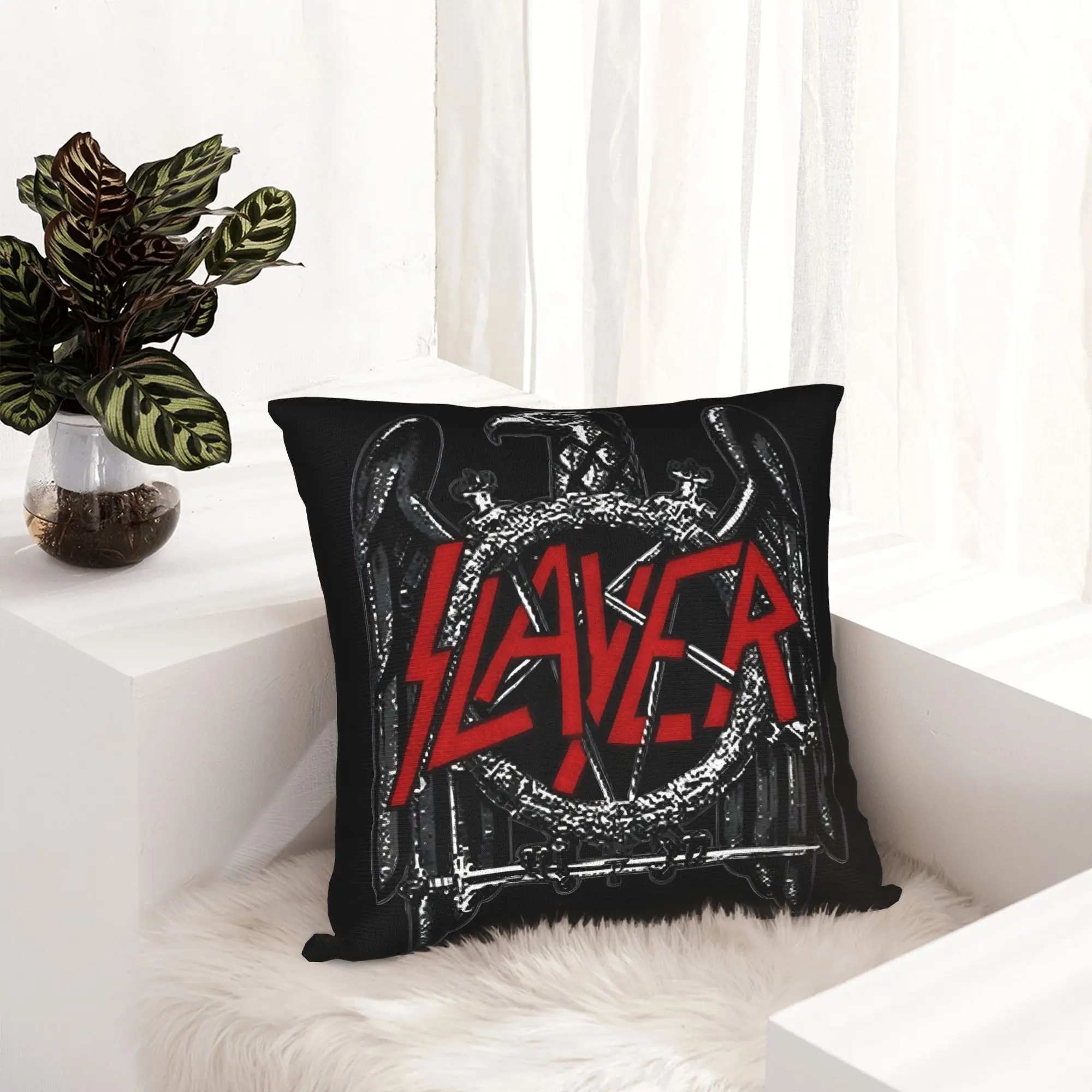S-Slayers Black Eagle Cushion Cover  Velvet Luxury Pillow Case for Sofa Home Decor