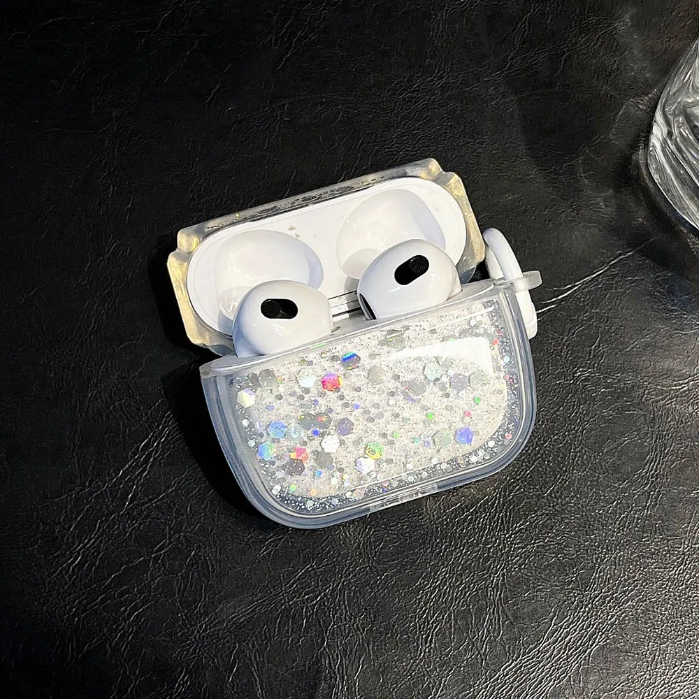 Luxury Bling Glitter Sequins Clear Earphone Case For Airpods Pro 2 Wireless Earphone Cover For Air Pods 3 2 1 Headset Soft Box