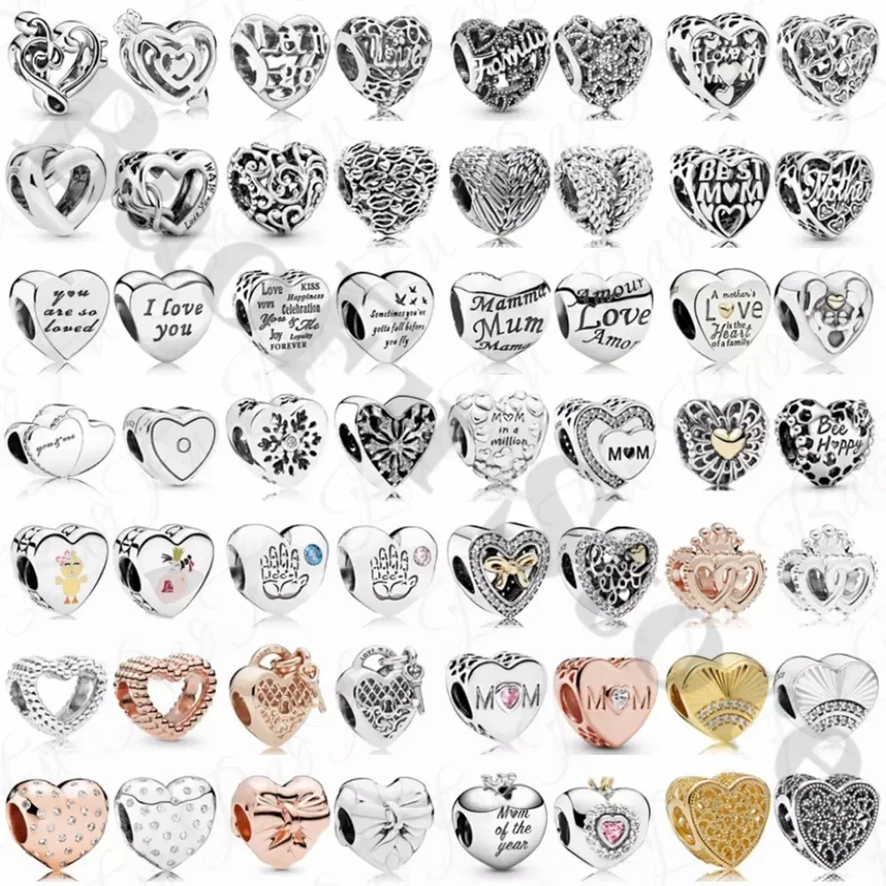 

Genuine 925 Sterling Silver Beaded Love Shape Personality Trend Suitable For Women Original Snake Chain Bracelet DIY Jewelry