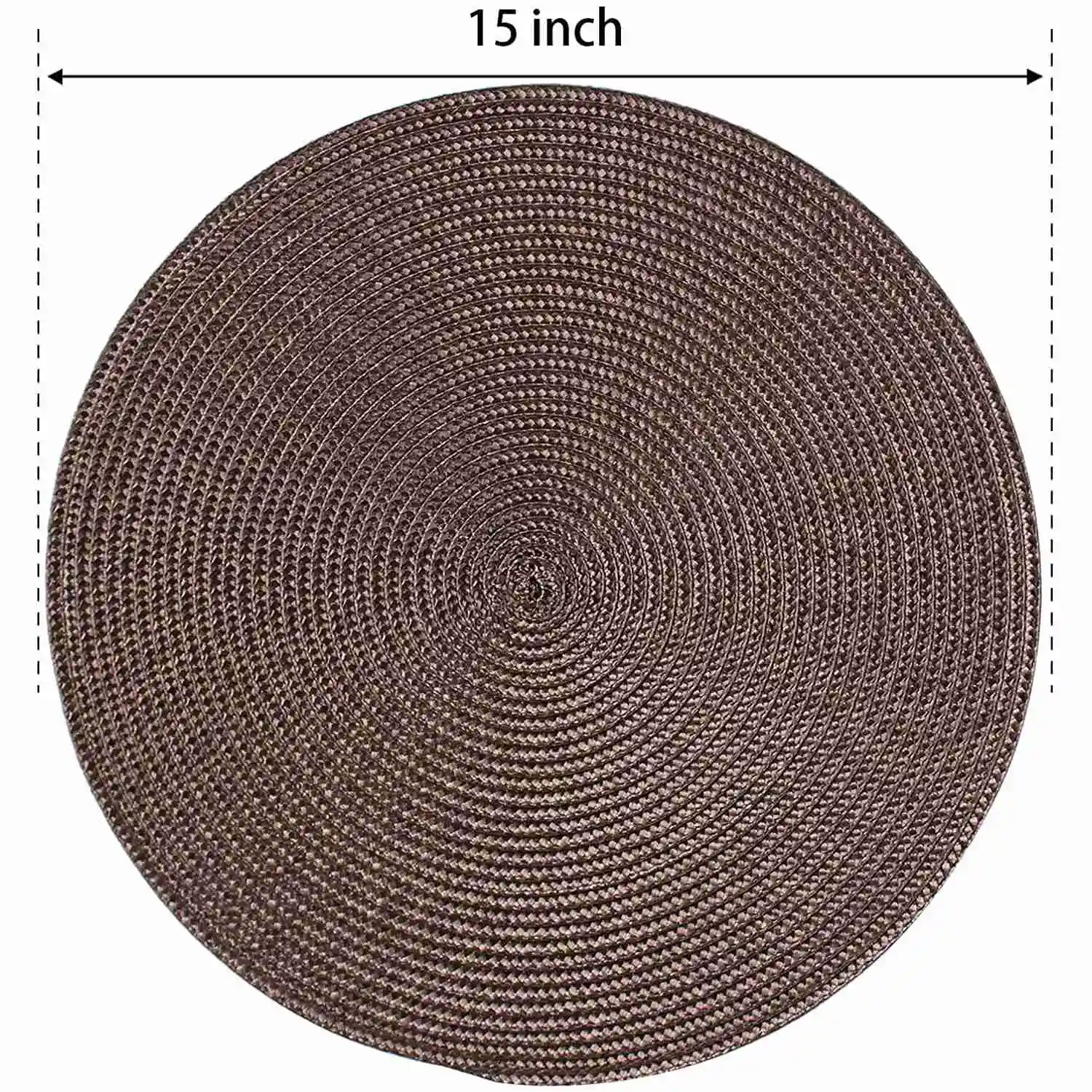 Okrągły pleciony zestaw podkładek z 6 mat stołowych do stoły do jadalni tkanych, zmywalnych podkładka pod talerz antypoślizgowych 15 Cal (brązowy)
