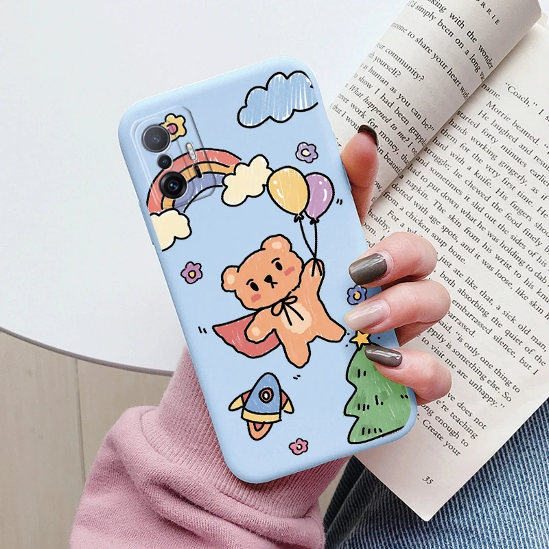 Flower Phone Case For Xiaom Mi 11T 11 T Pro Funda Cute Heart Cartoon Owl Xiaomi 11 Lite 11 Pro Matte Soft TPU Back Cover Bumper