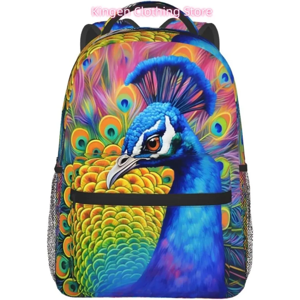 Bolsa para laptop de volta às aulas, pavão fofo, leve, mochila para laptop, leve, multiuso, viagem, casual, unissex, colega