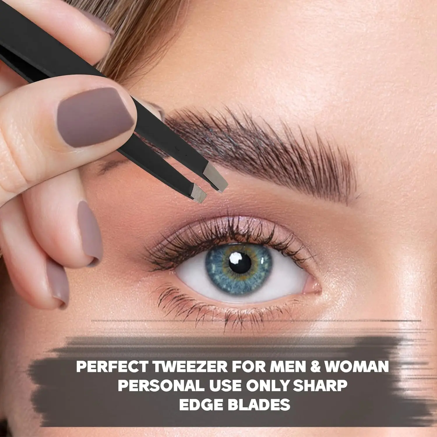 1/2/4PCS Stainless Steel Black Slant Tip Tweezers Eyebrow Trimmer for Ingrown Hair Nose Hair Facial Hair Blackhead Tick Remover